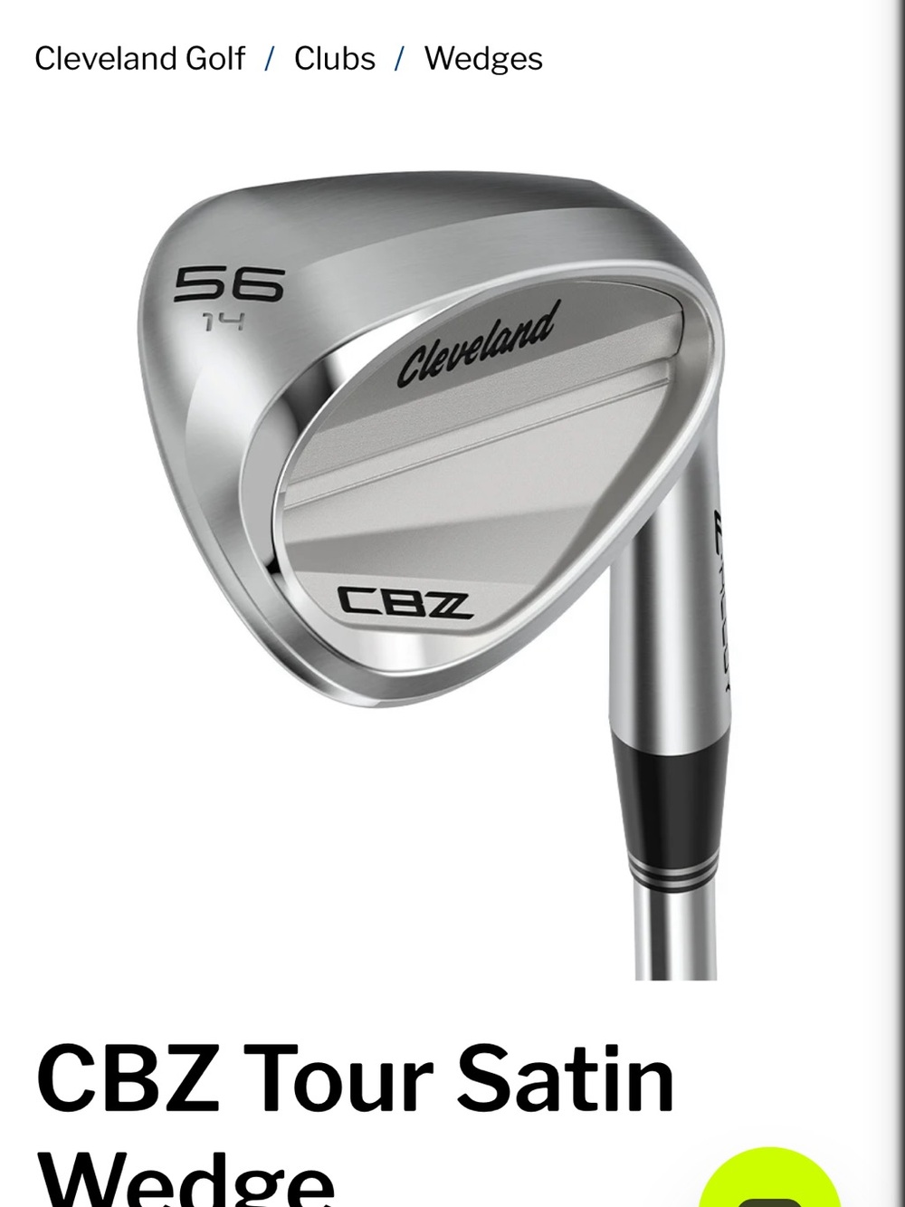 Cleveland CBZ Tour Satin 56° Wedge - Silver